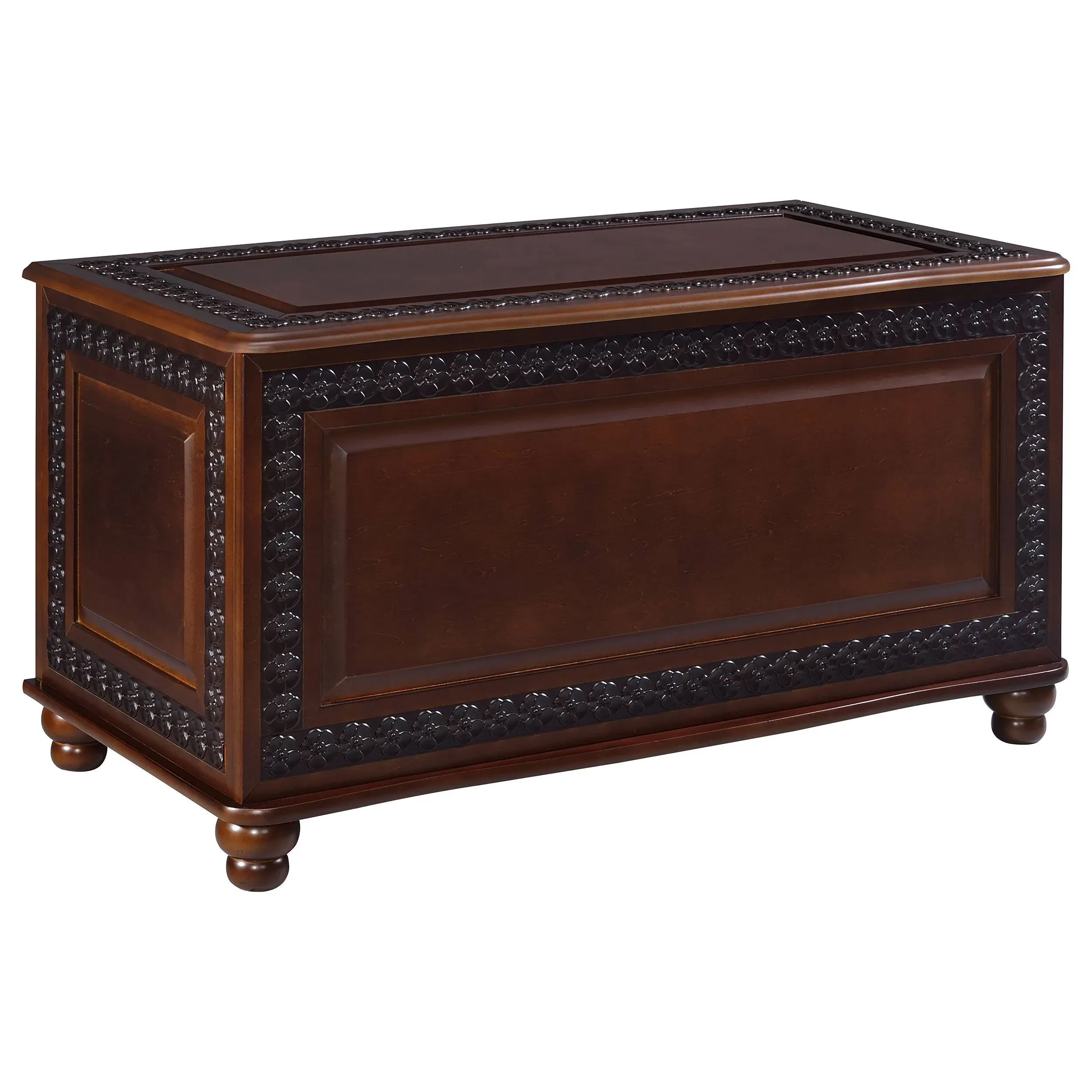 Coaster Cedar Chest with Carving and Bun Feet Deep Tobacco