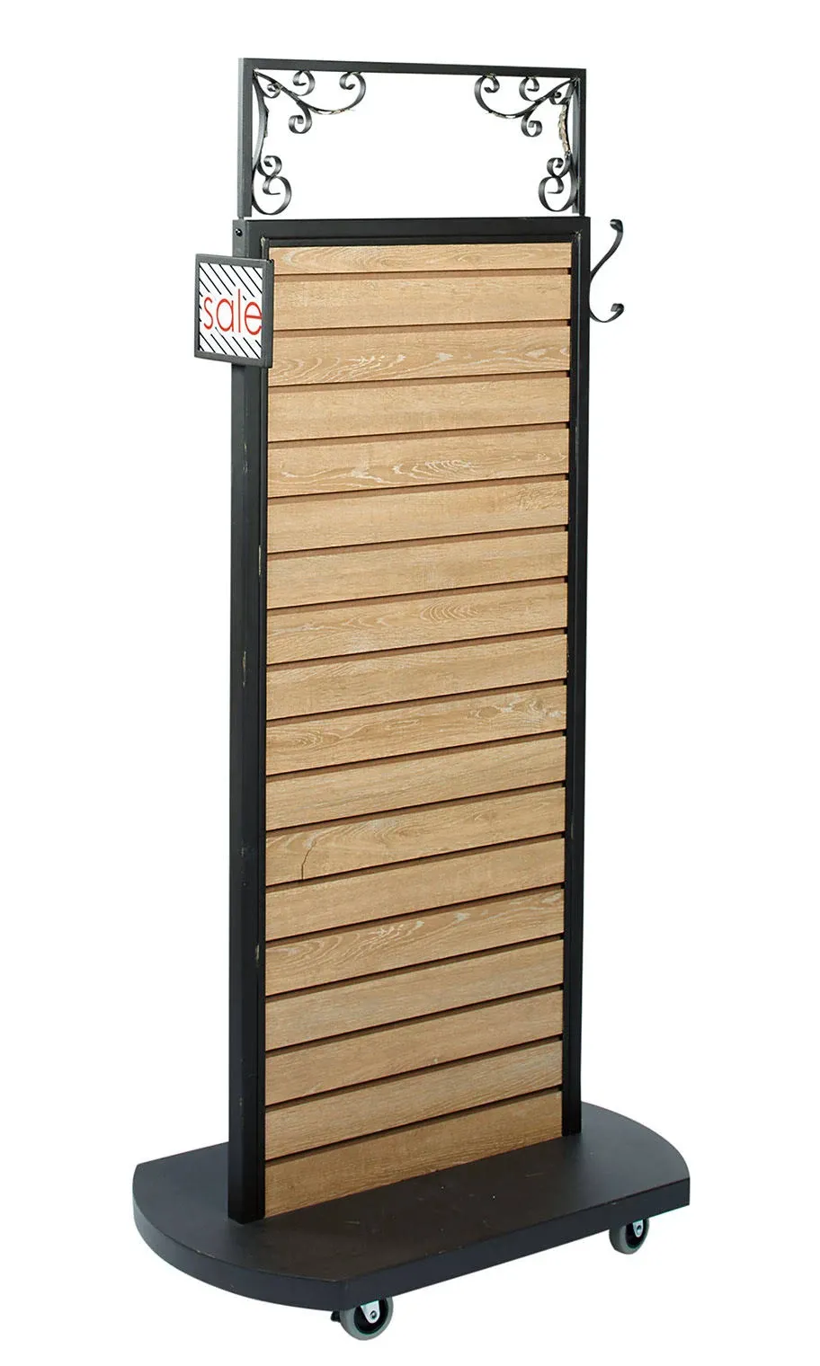 Slatwall Rolling Merchandiser (Caramel Oak) - 32"W x 20"D x 67 1/2"H