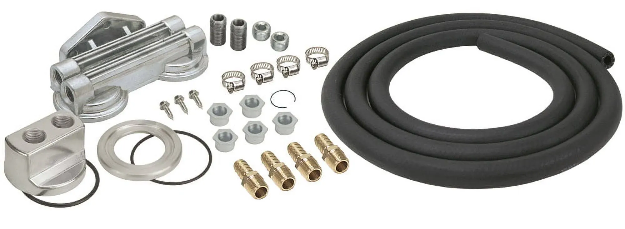 Remote Oil Filter - Dual Filter - Various Thread Adapters - 10 ft Hose - 3/4-16 in Thread Housing - Fittings / Hardware - Universal - Kit