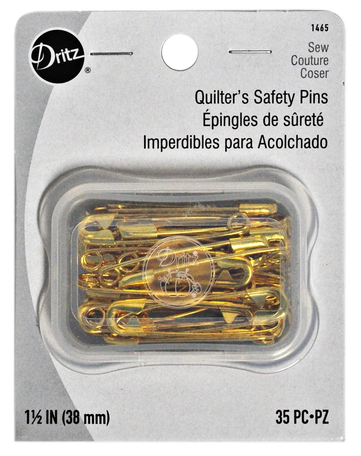 Dritz 1465 Safety Pins, Brass, Size 2 (35-Count)