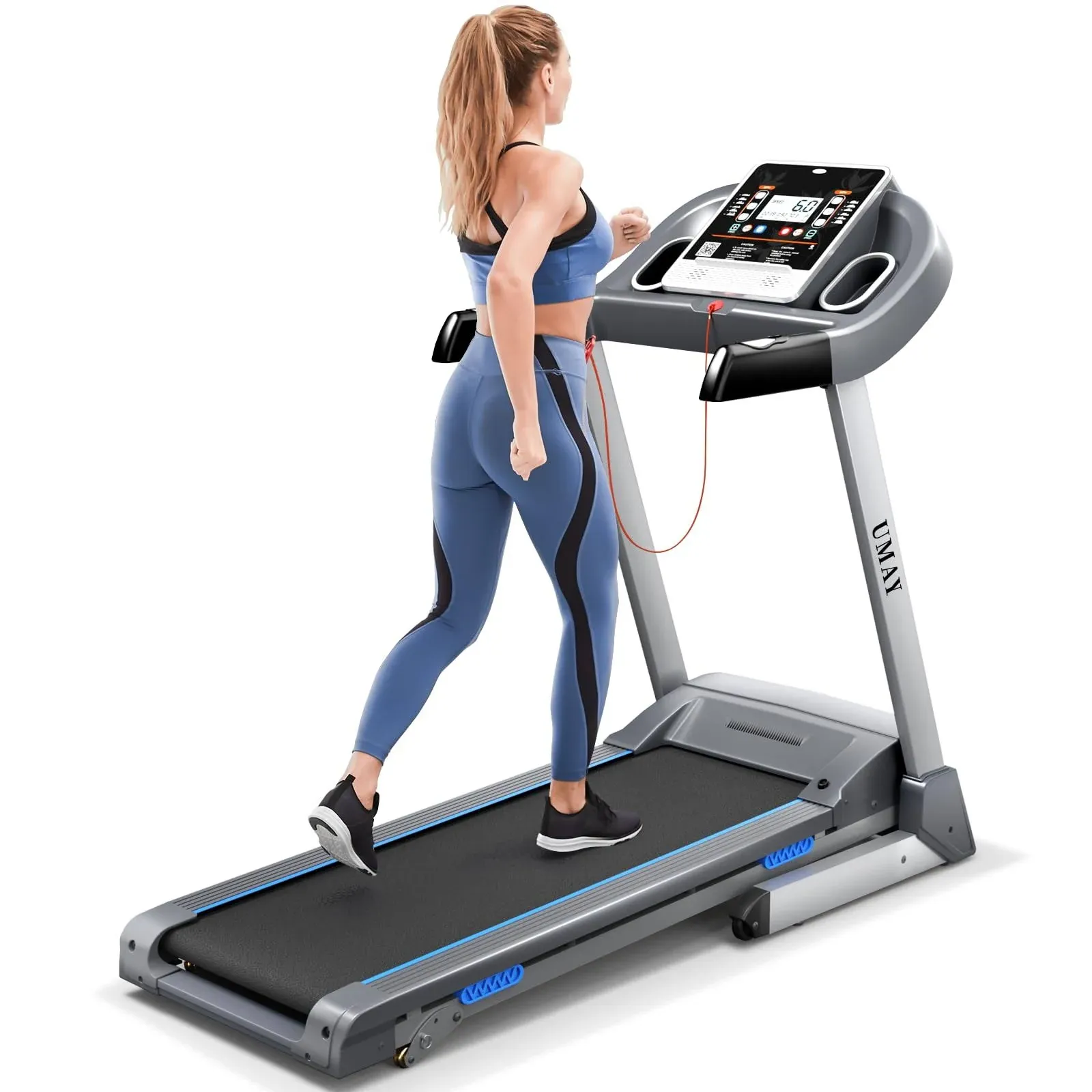 Umay Foldable Treadmill with Incline and Bluetooth Spax App