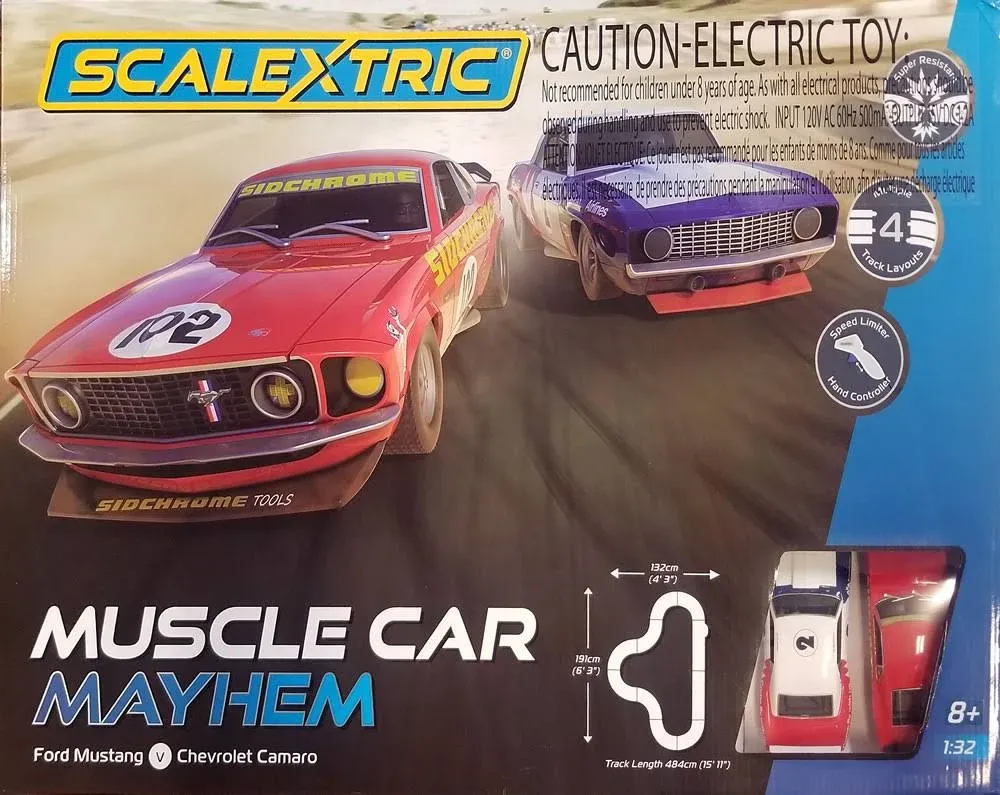 Scalextric Muscle Car Mayhem Mustang vs Camaro C1449T