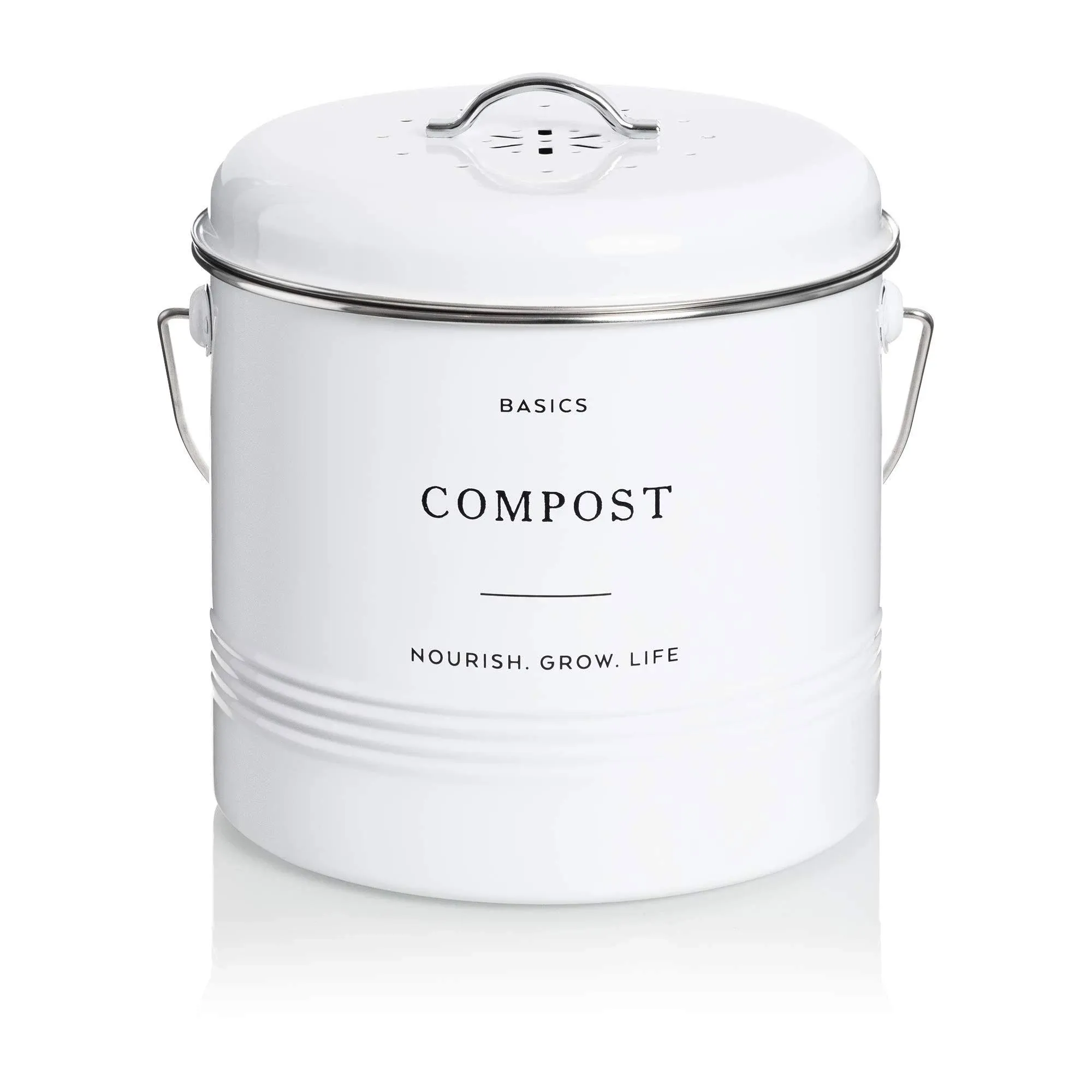 D’Lifeful Farmhouse Compost Bin for Kitchen Indoor – 1.3 Gallon Carbon Steel ...