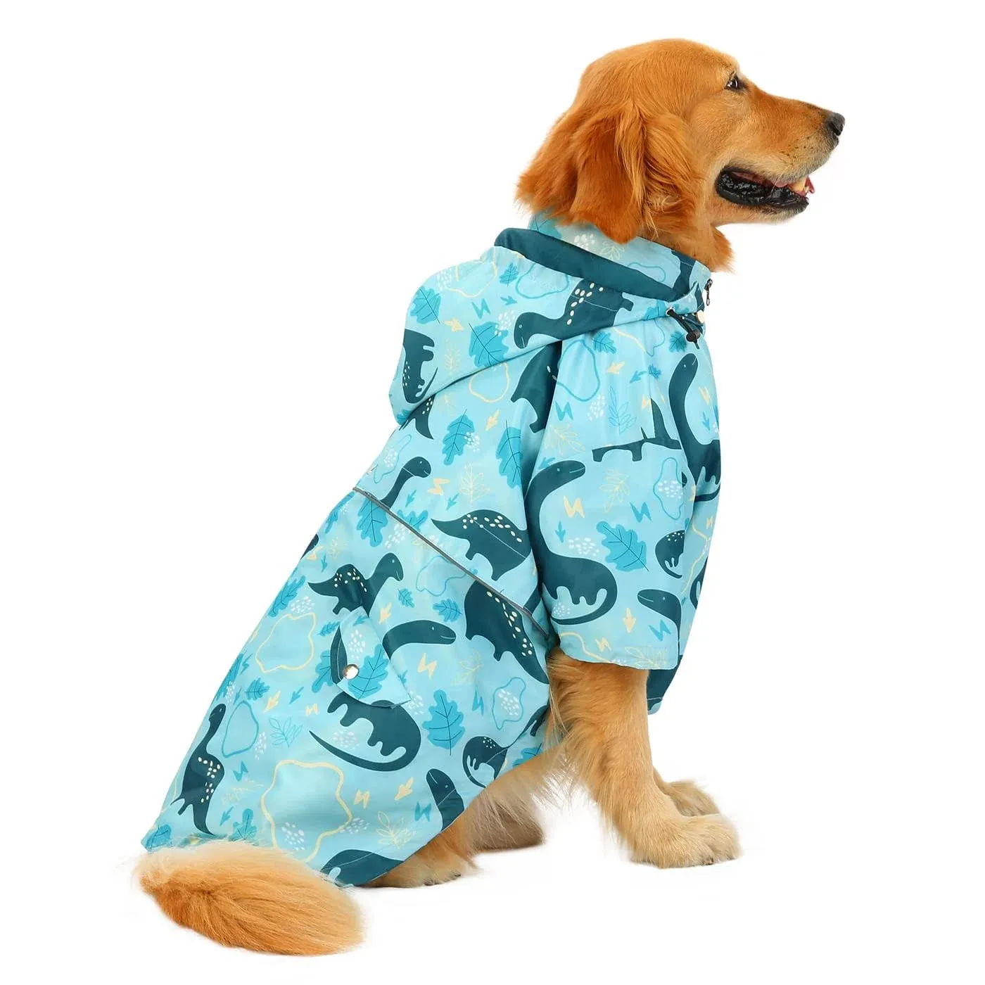 Hde Dog Raincoat Double Layer Zip Rain Jacket with Hood for Small to Large Dogs ...