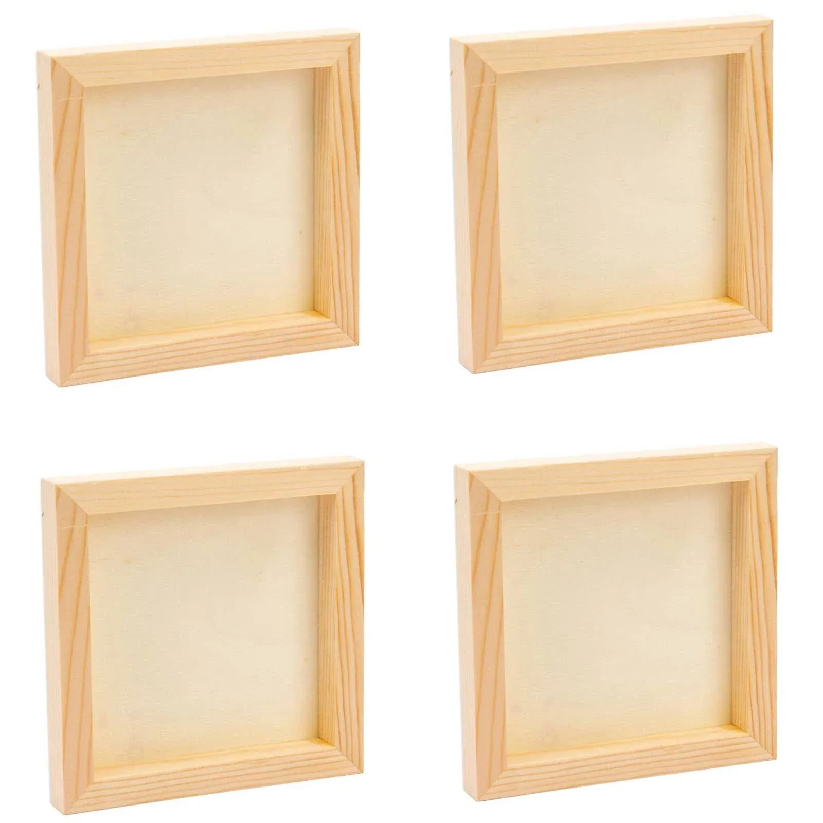 4PCS Wood Panel Board, 5 x 5 inch Unfinished Wood Canvas Square Wooden Panel Boards for Painting, Pouring, Arts Use with Oils, Acrylics