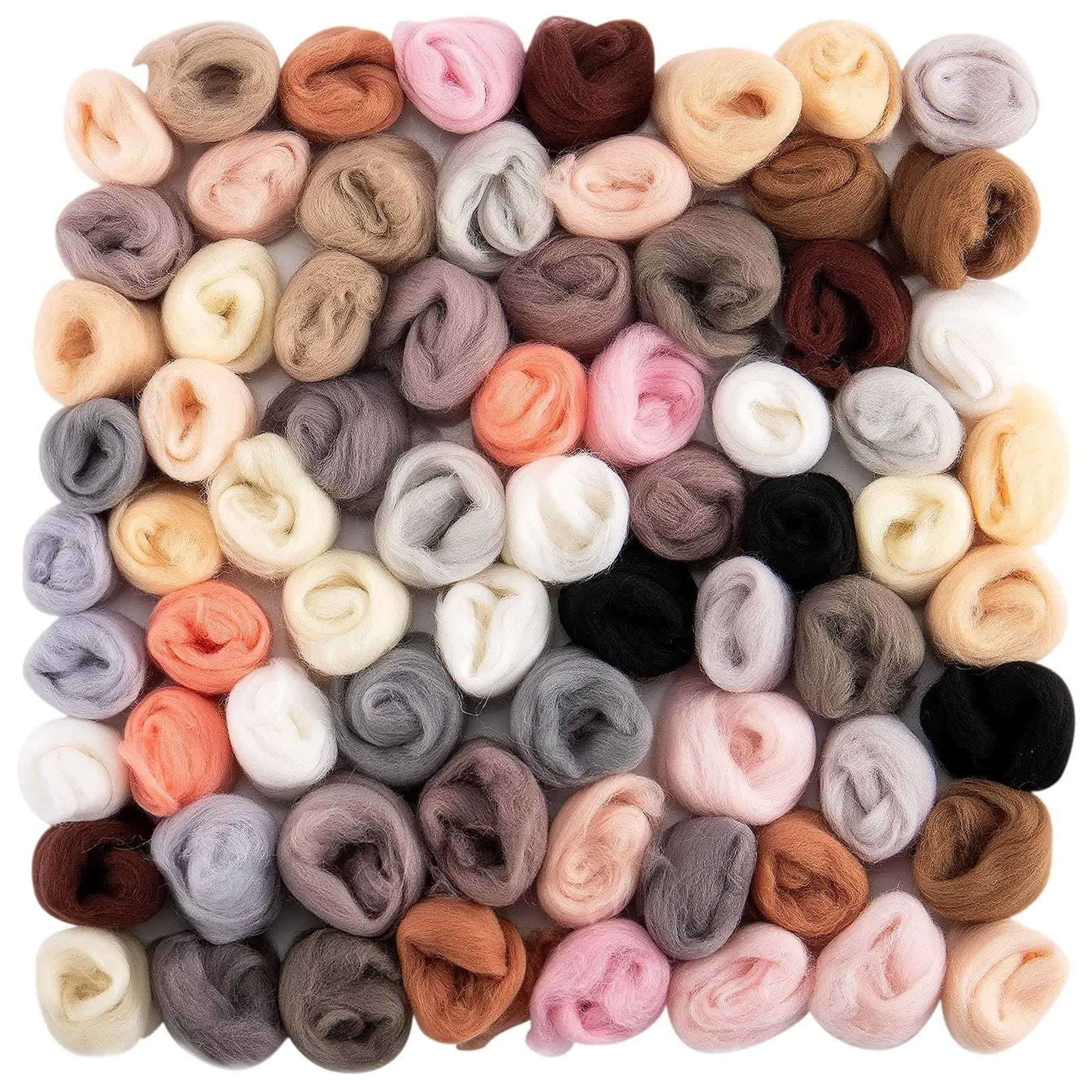 72Pcs 7.6 Oz Needle Felting Wool- 24 Dark Colors Nature Fibre Wool Yarn Roving