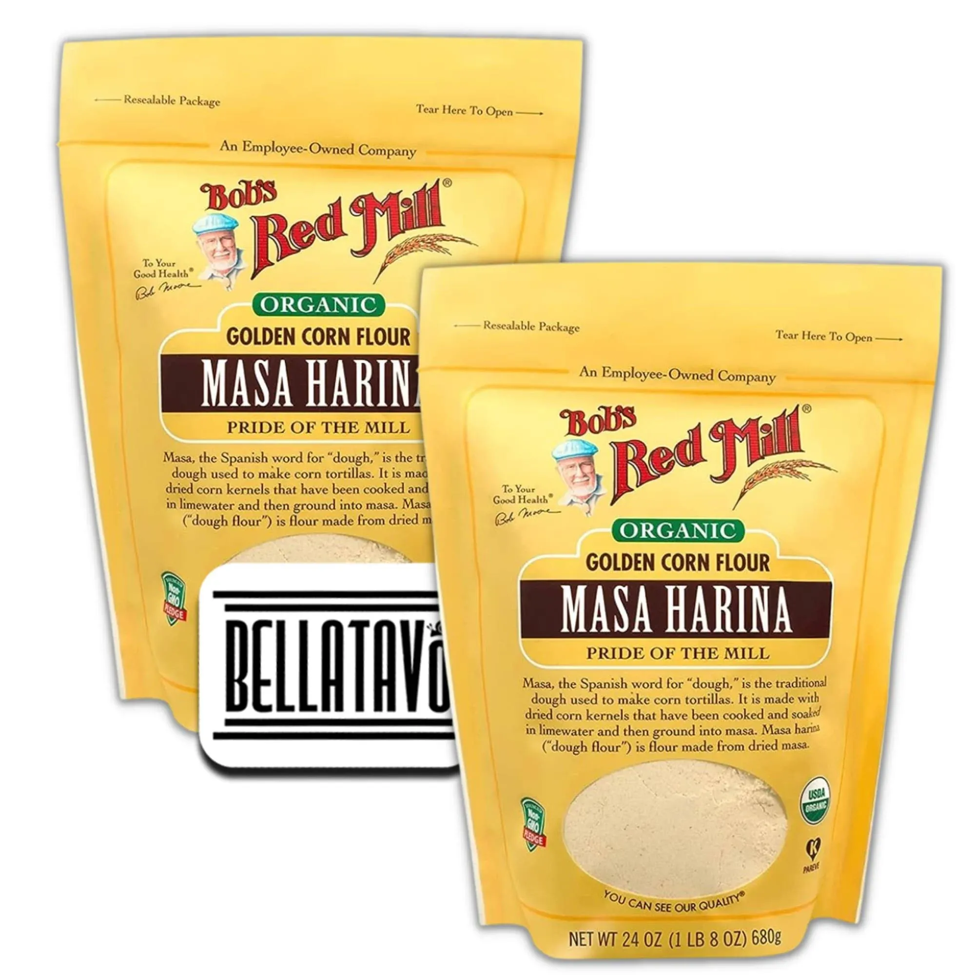 Bellatavo Organic Masa Harina Flour Bundle. Includes Two Packages of Bobs Red ...