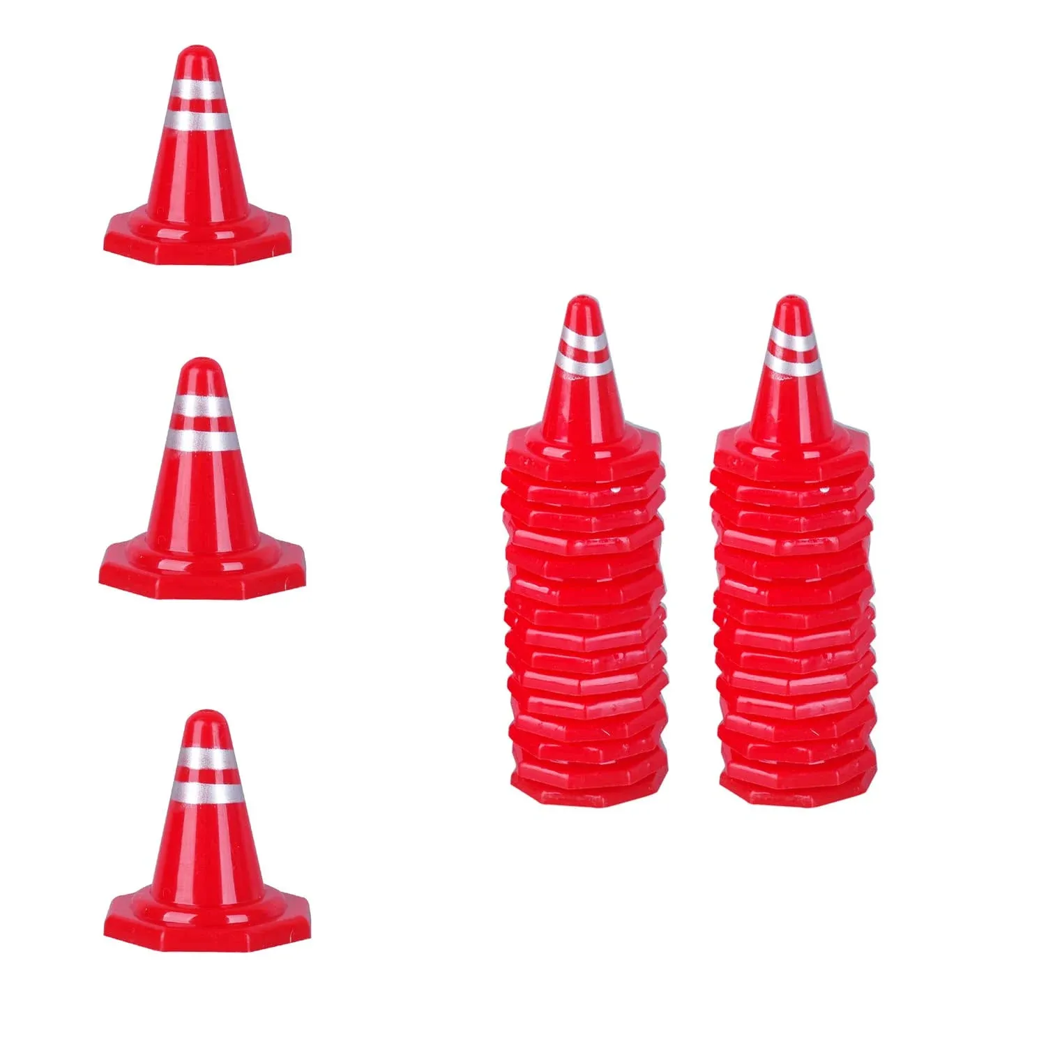 GAWU 30pcs Miniature Plastic Traffic,Mini Traffic Cones Toy,Mini Road Parking Signs, for Sand Table Engineering Construction( Random Style )