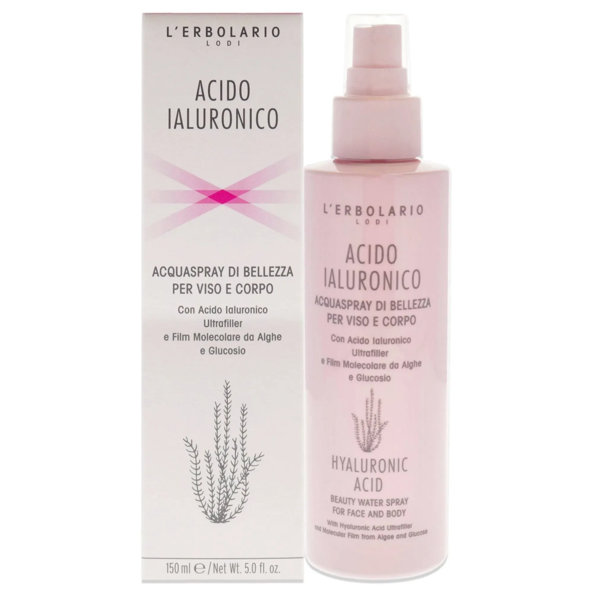 L’Erbolario Hyaluronic Acid Beauty Water Spray for Face and Body - Face Mist and Body Moisturizer Spray - Skin Toner - With Coconut Pulp - 5 oz