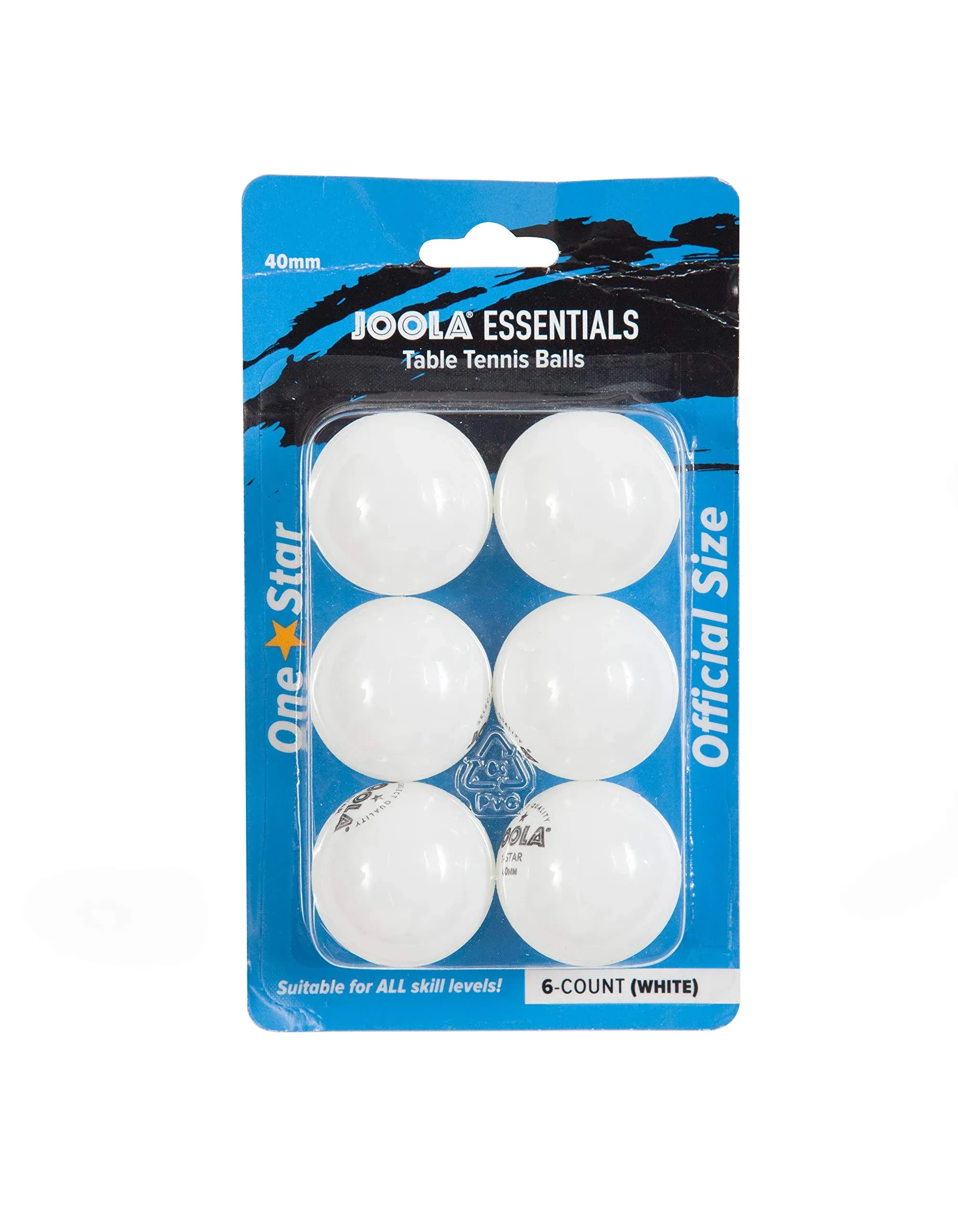 JOOLA Essentials 40mm White Table Tennis Balls, 6ct