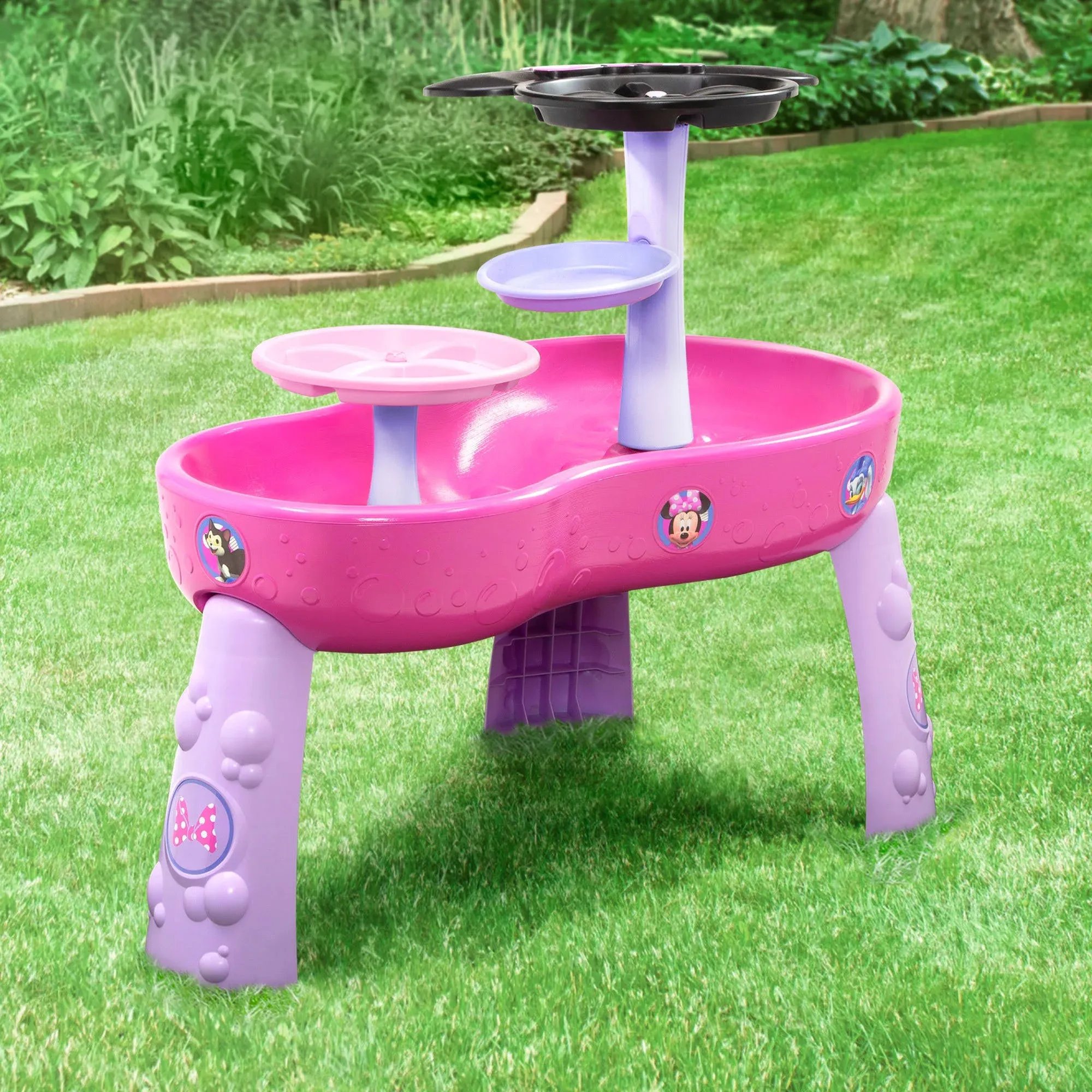 Disney Minnie Mouse Water Table by Delta Children | 3-Tier Water Play Table with 11-Piece Toy Set | Water Sensory Table + Summer Beach Toys for Outside Backyard for Toddlers Ages 2+, Pink