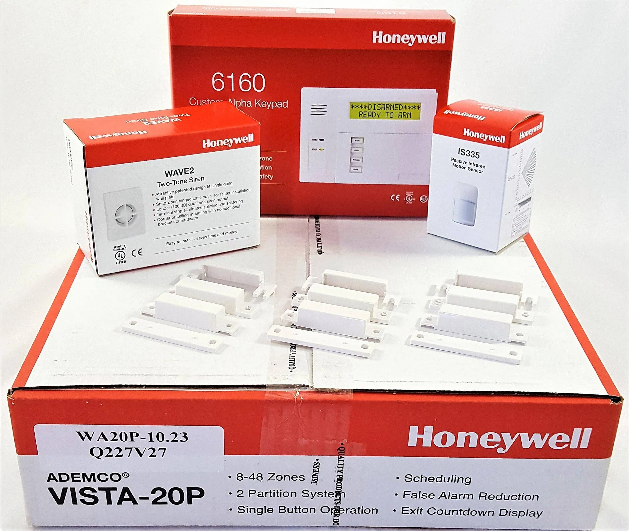 Alarm Liquidators Honeywell Vista 20P Hardwired Kit with A 6160 Keypad, One IS335 Motion Sensor, Three 7939WG Contacts, and A Wave2 Siren