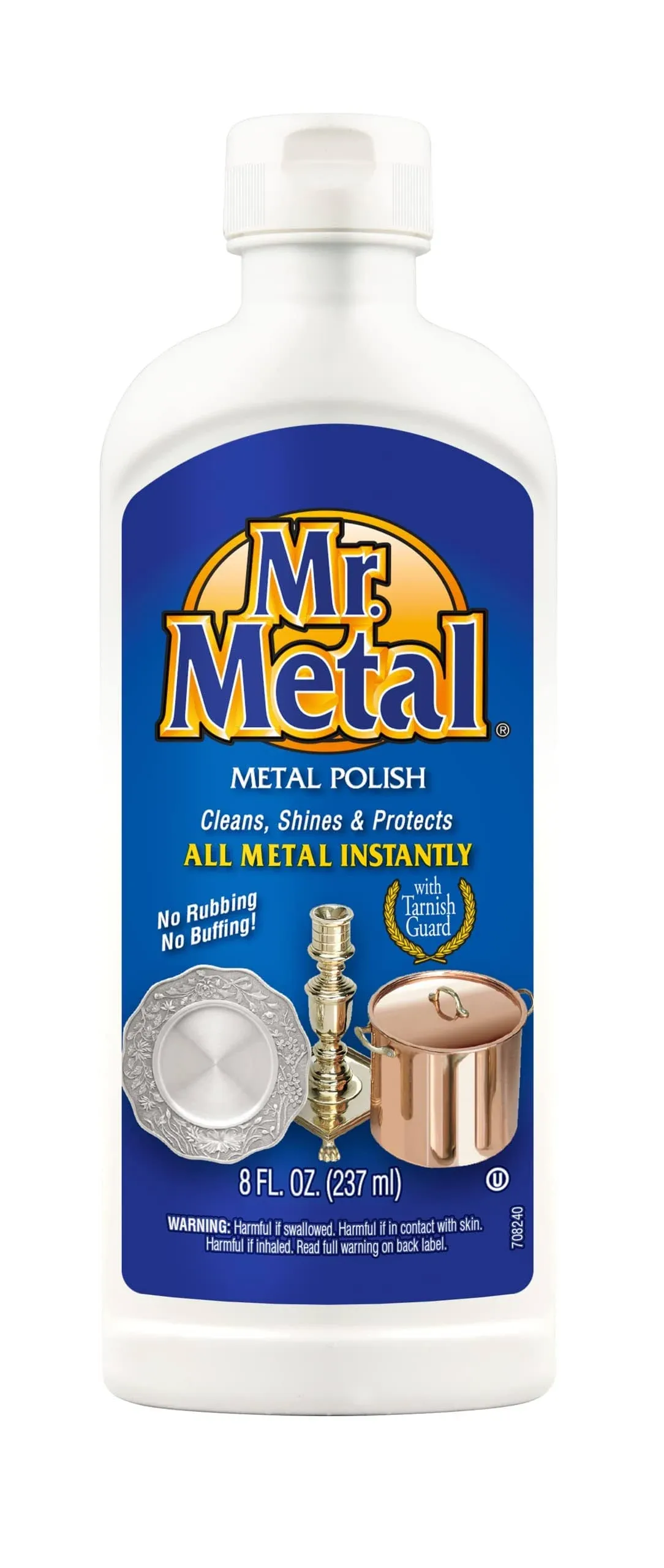 Mr. Metal Metal Polish Liquid All Metal Multipurpose Cleaner, Non-Abrasive, Instant Sterling Silver Cleaner, Brass and Stainless Steel Cleaner, Grime and Tarnish Remover, Chrome Silver Polish, 8 oz