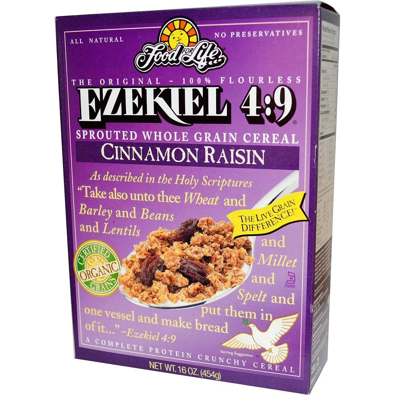 Food For Life, Ezekiel 4:9, Sprouted Whole Grain Cereal, Cinnamon Raisin, 16 oz ...