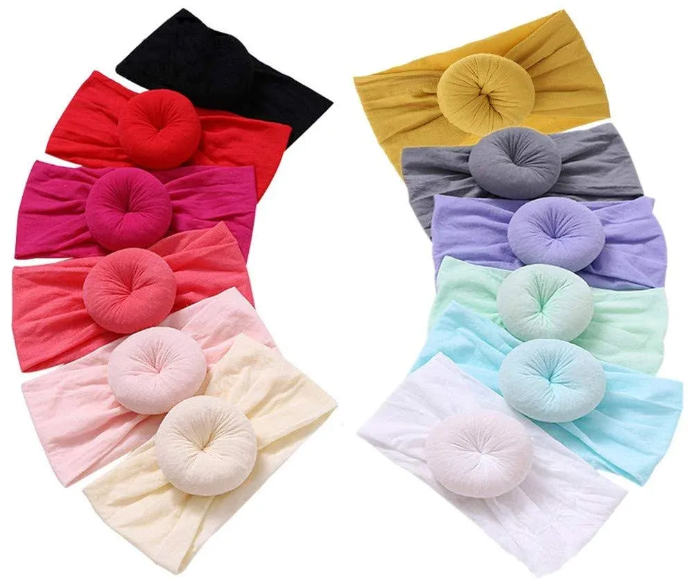 QandSweet Baby Headbands Circle Bows Knotted Soft Silk Nylon Headwraps for ...