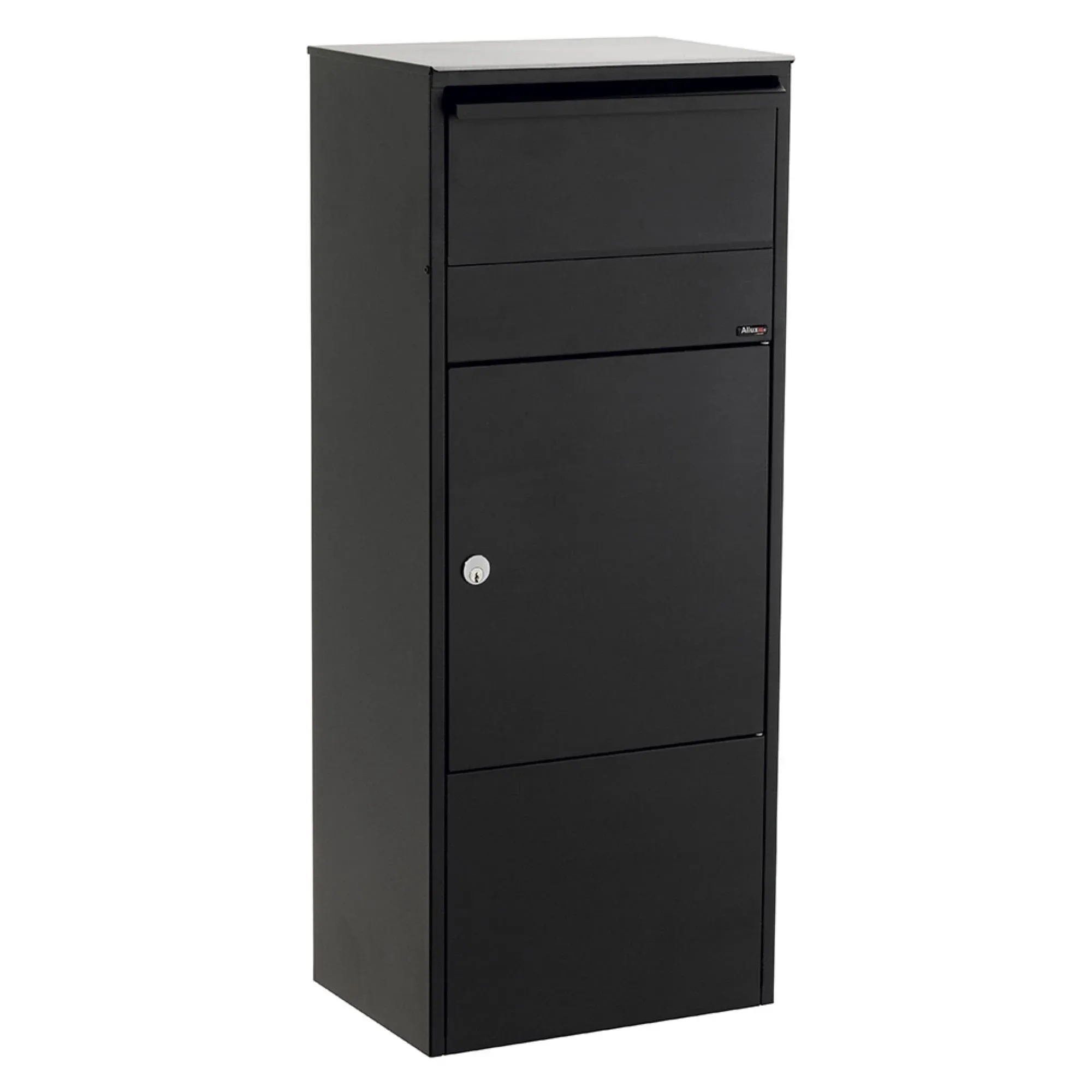 Qualarc ALX -800-BK Allux Galvanized Steel Locking Mail Parcel Box, Black 11"Dx15.5"Wx37.5"H