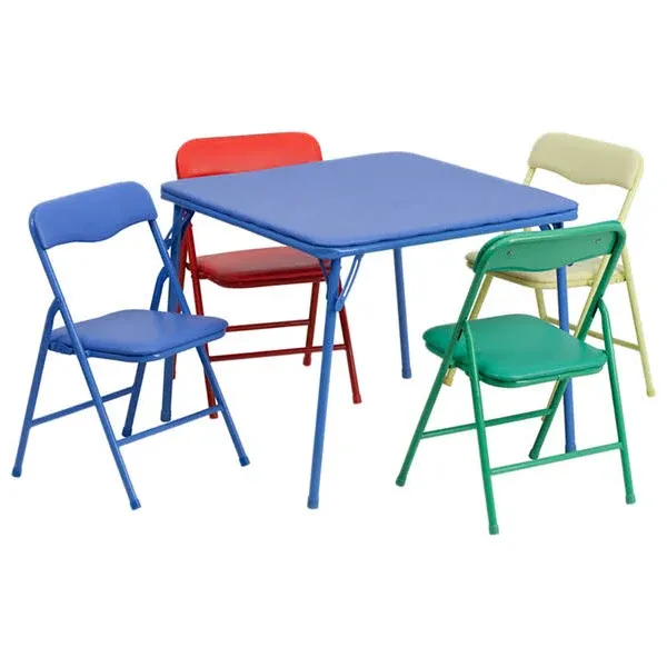 Flash Furniture Kids Colorful 5 Piece Folding Table and Chair Set