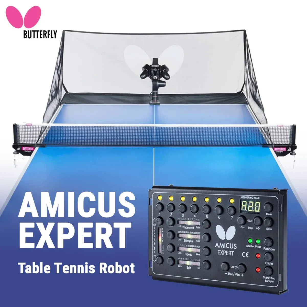 Butterfly Amicus Expert Table Tennis Robot | Fantastic Ball Launcher-Thrower-Shooter for Your Ping Pong Table | Free Carry Bag, Remote, Tech Support, & 120 Balls | Practice Ping Pong Anytime