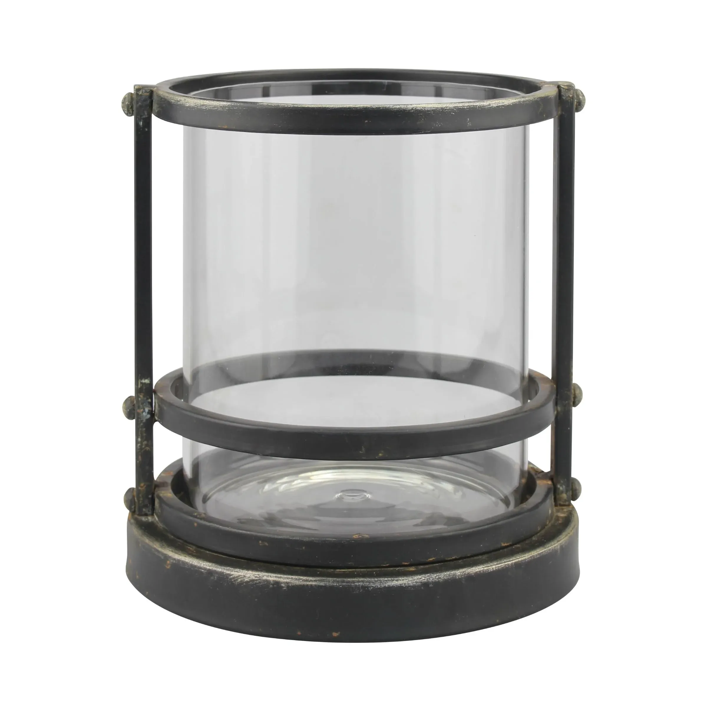 Stonebriar Collection Small Industrial Hurricane Candle Holder