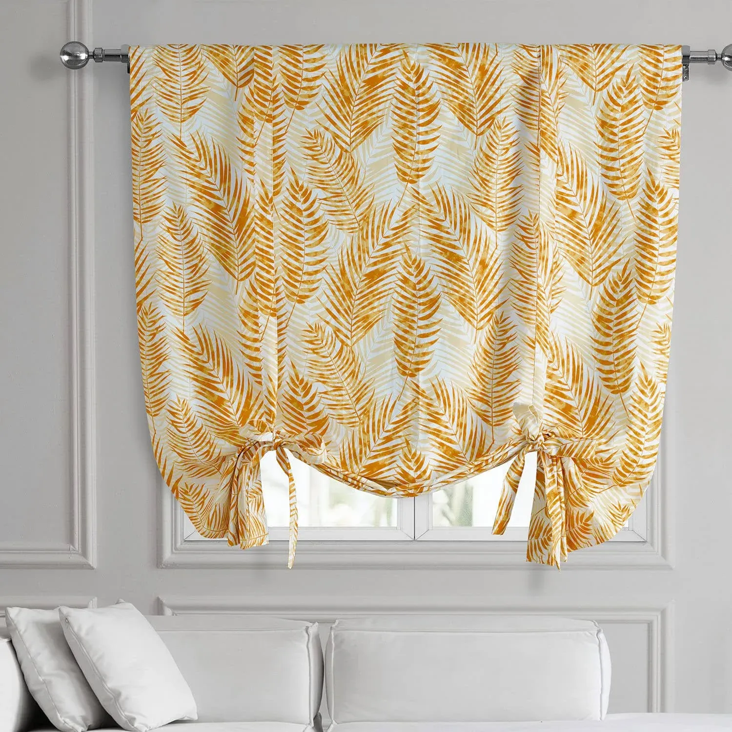 Kupala Eternal Gold Printed Cotton Tie-Up Window Shade