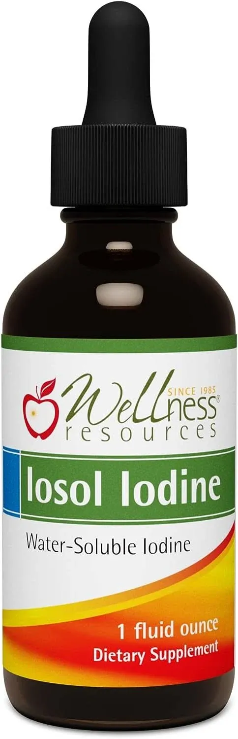 Iosol Iodine, High Potency Water-Soluble Liquid Iodine for Thyroid Health (1 Fluid Ounce) - Vegan