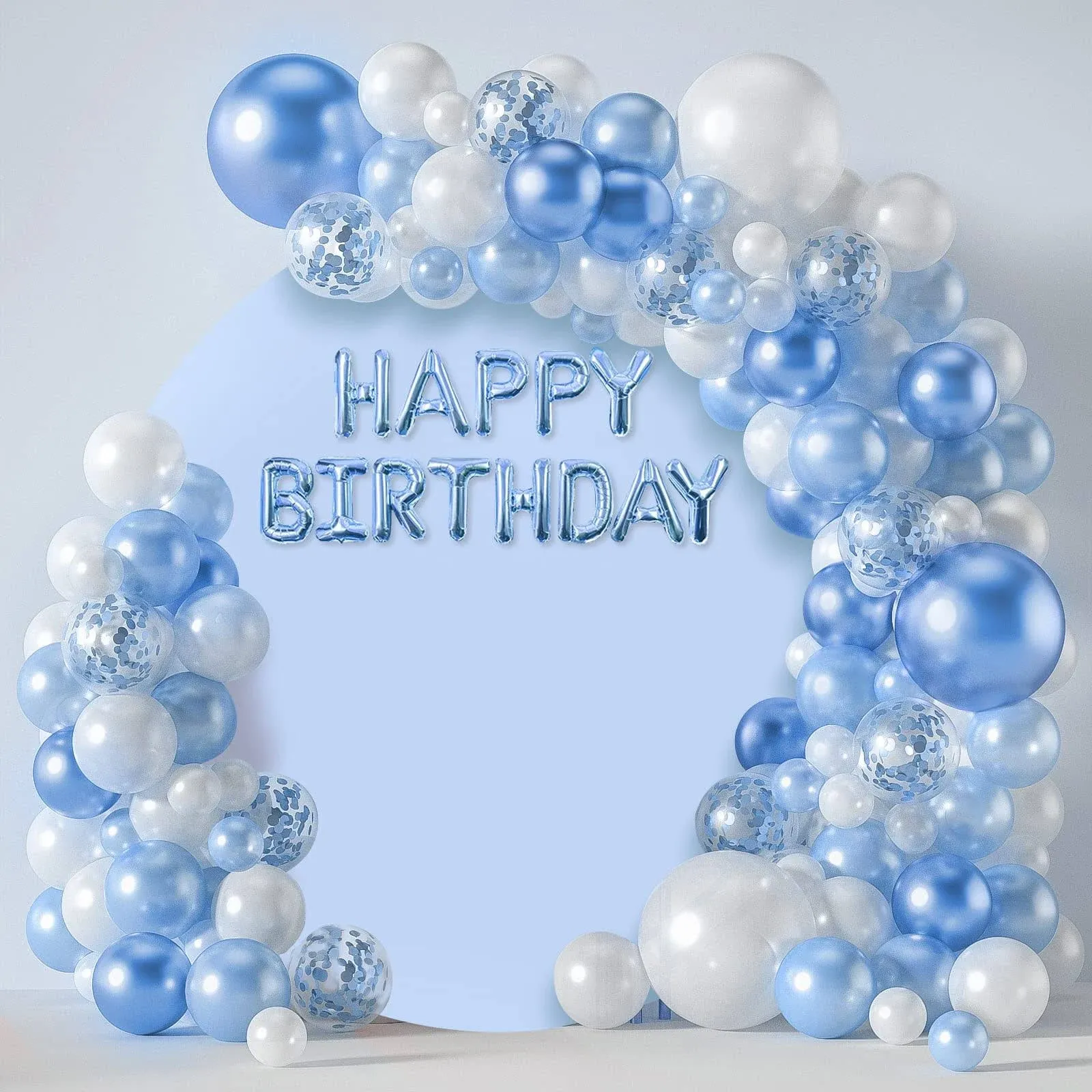 Blue Round Backdrop Cover 7.2x7.2ft Blue Circle Birthday Photo Photography Ba...