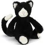 Jellycat Bashful Black and White Kitten Stuffed Animal, Small, 7 inches