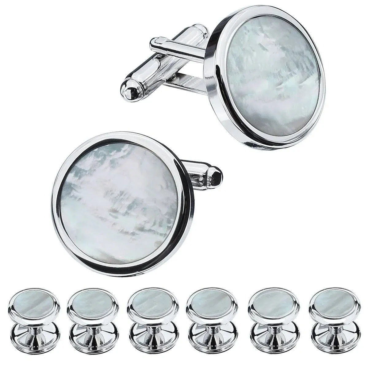 HAWSON Fashion Mother-of-Pearl Tuxedo Shirt Button and Cufflink Set, Specially Designed for Wedding Business