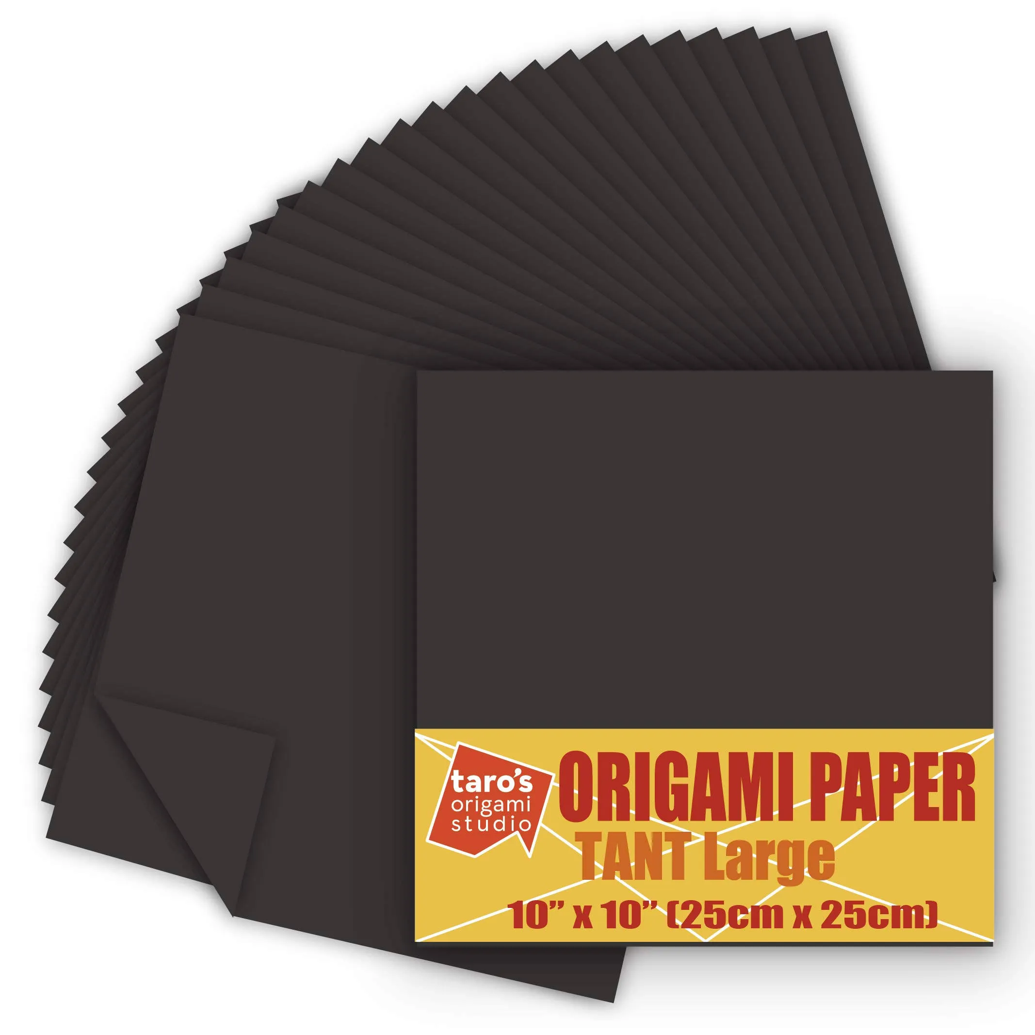 [Taro's Origami Studio] TANT Large 10 Inch (25 cm) Double Sided Single Color (Black) 20 Sheets (All Same Color) for Origami Artist from Beginner to Expert (Made in Japan)