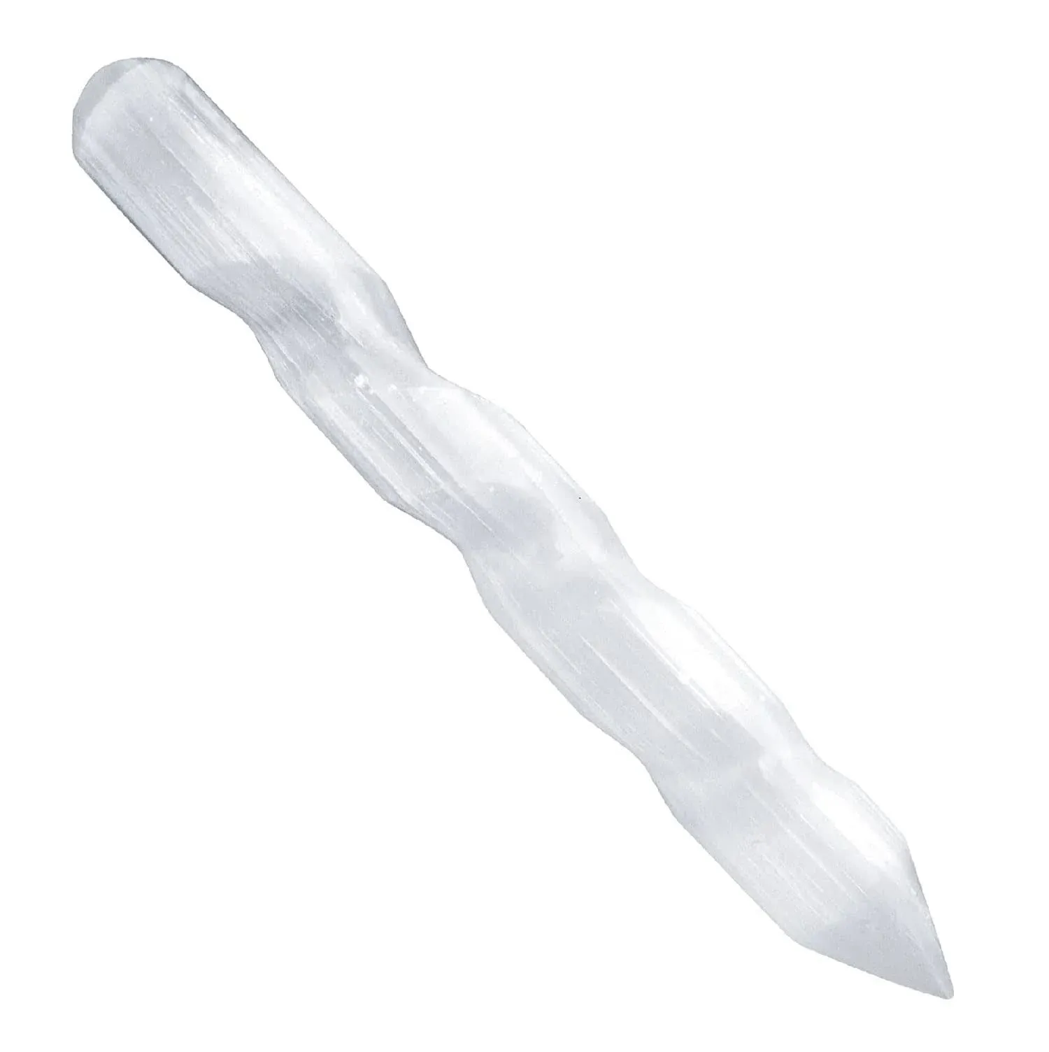 Selenite Crystal Wand, for Healing and Meditation, High Energy Crystals for Anxiety Relief, Yoga & Home Decor, Idea for Gift, White – 6 Inches