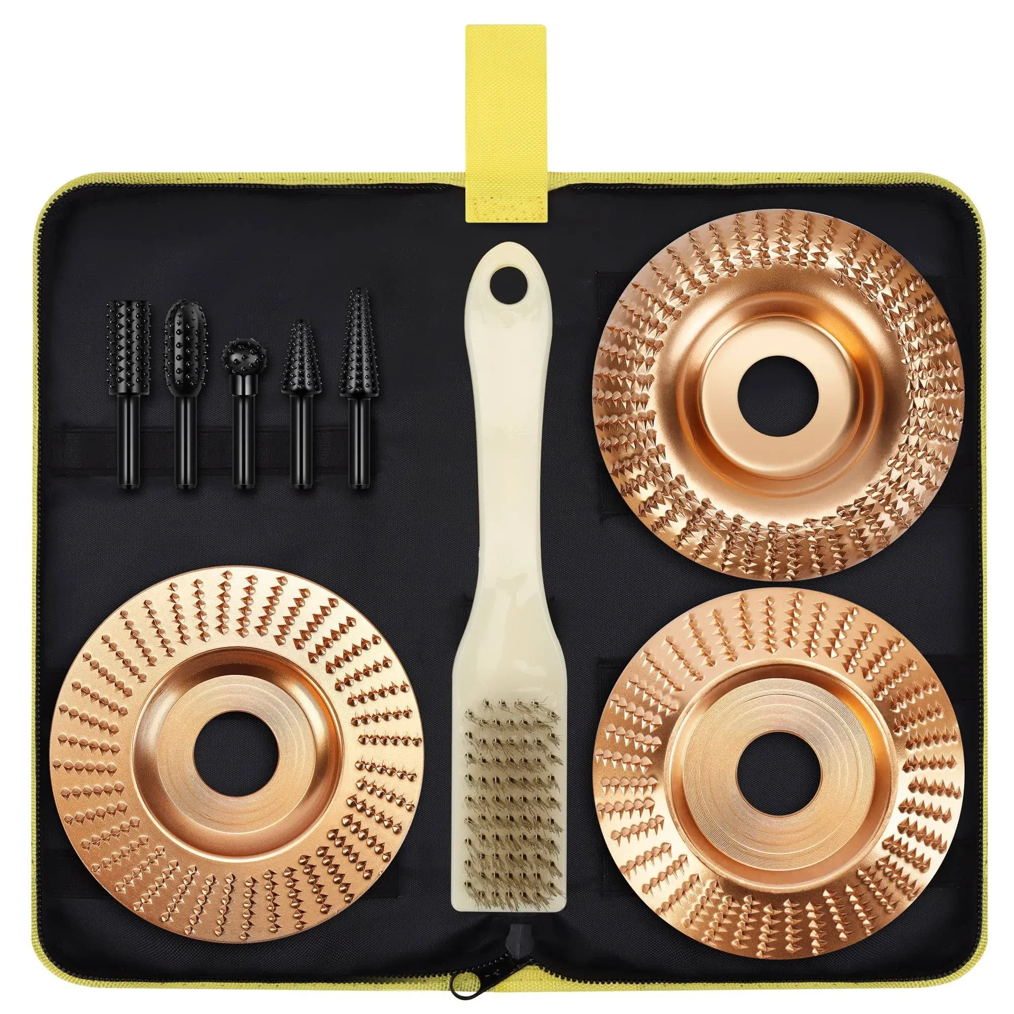 Upgraded 9pcs Wood Carving Disc Set For 4 Or 4 1/2 Angle Grinder With 5/8 Arb