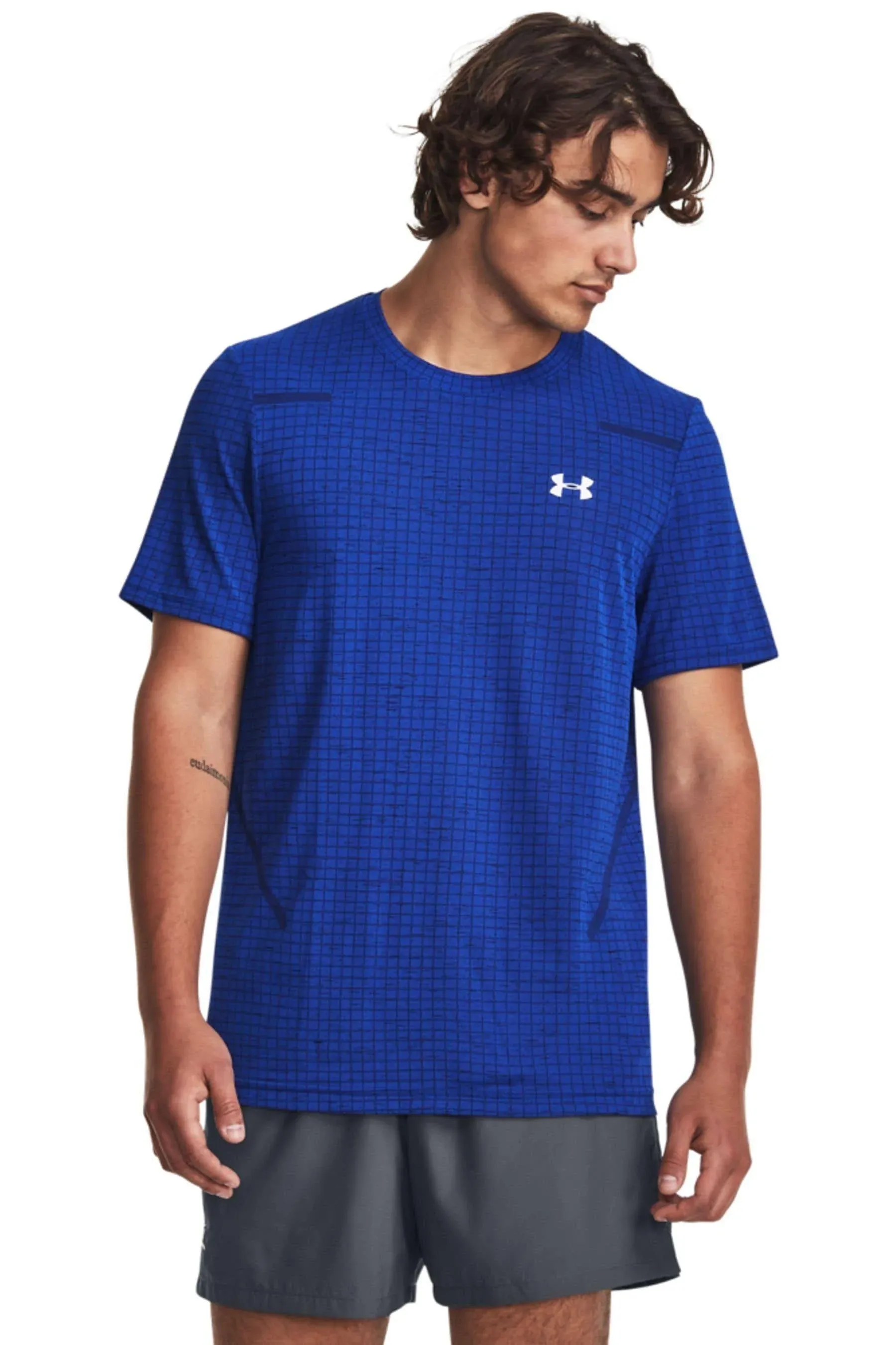 Under Armour Men's UA Seamless Grid T-Shirt in Blue/Team Royal Size Medium ...