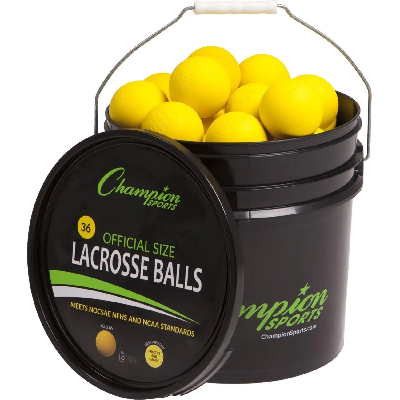 Champion Sports Lacrosse Ball Bucket - Yellow