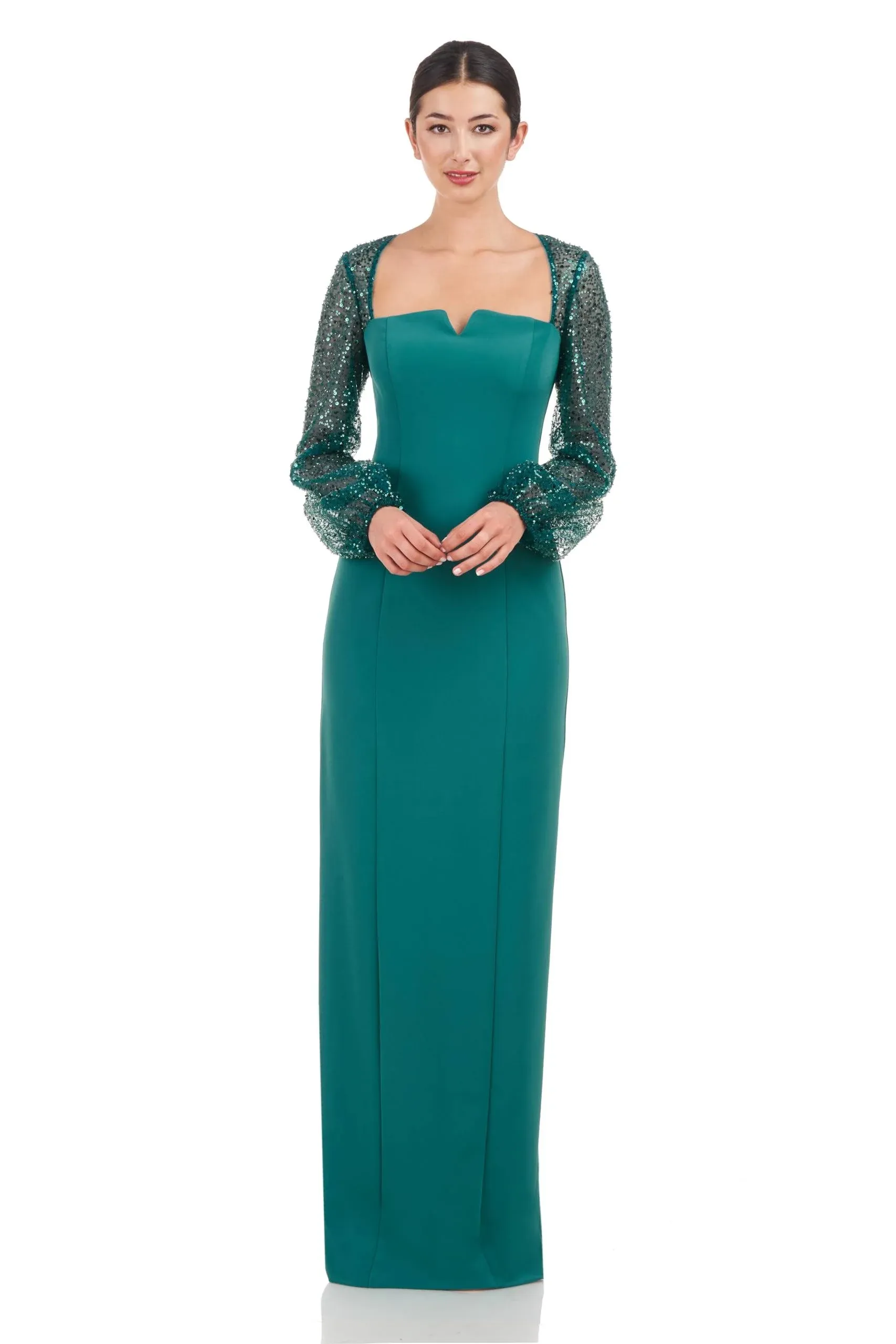 Kim Sequin Long Sleeve Column Gown