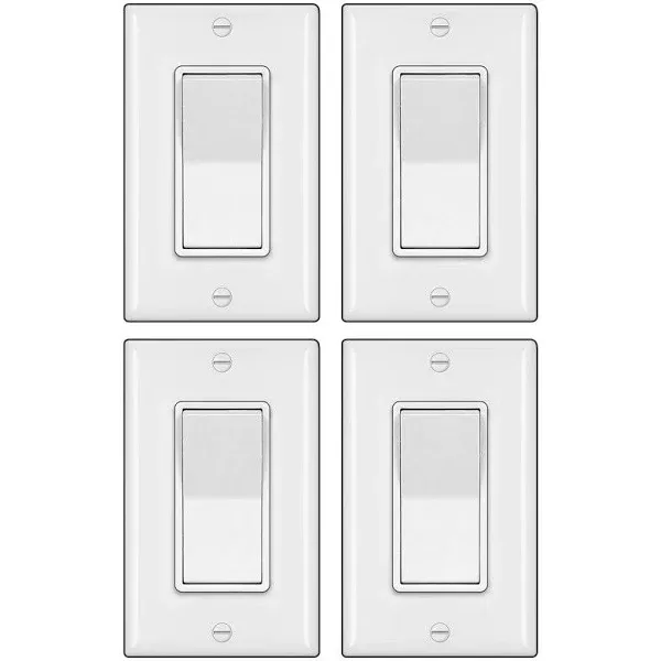 4 Pack BESTTEN 3-Way Decorator Wall Light Switch with Wallplate 15A 120 277V on ...