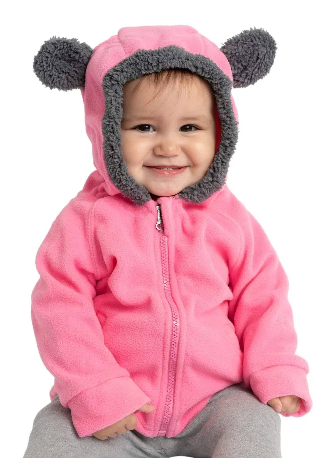 Cuddle Club Fleece Hoodie Bear Pink 3-6 Months, Infant Unisex