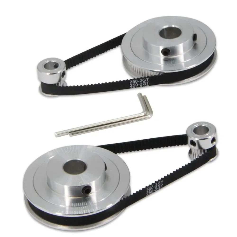 Zeberoxyz 2PCS Set GT2 Synchronous Wheel 20&80 Teeth Bore Aluminum Timing Pulley with 2PCS Length 250mm Width 6mm Belt