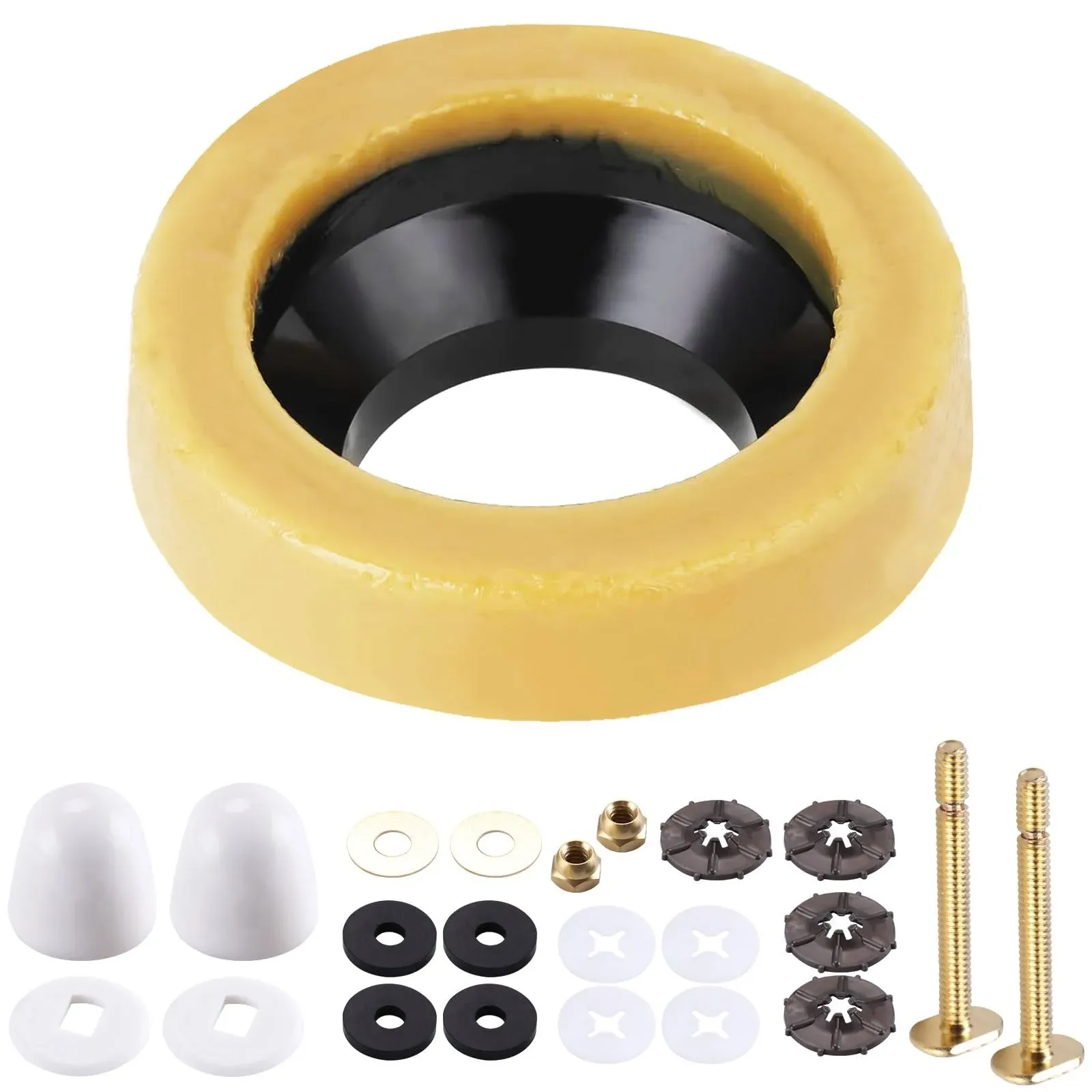 Toilet Wax Ring Replacement Kit, Wax Ring for Toilet Base with Brass Bolt for 3-Inch or 4-Inch Floor-Mounted Toilet Drain Pipe