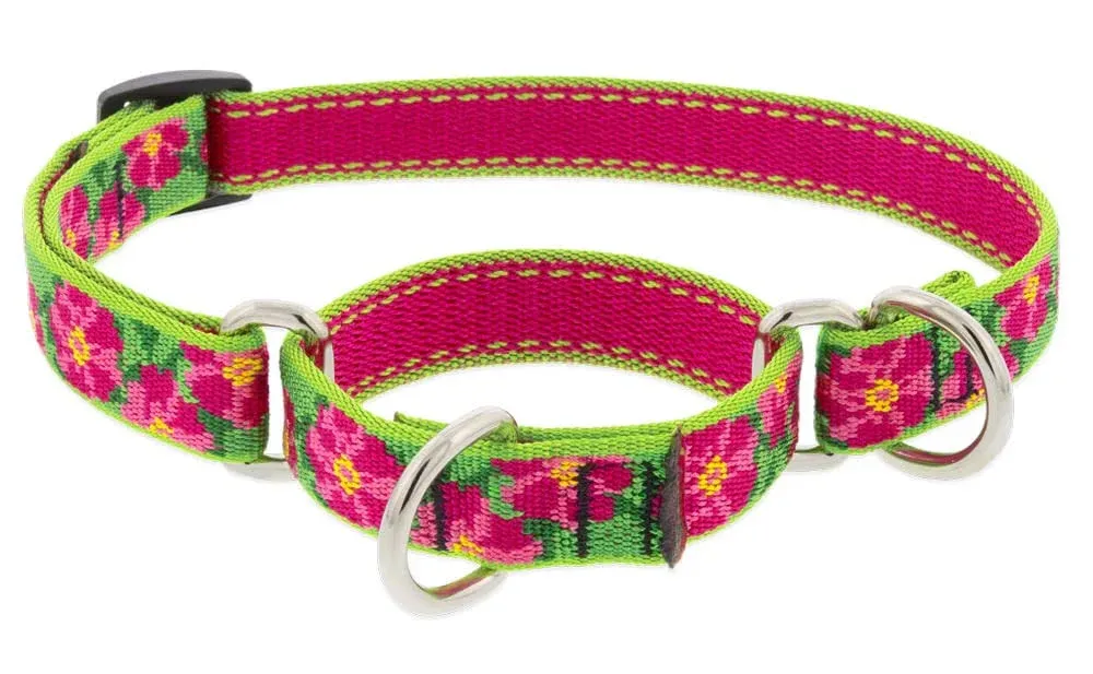 Lupine Pet - Choke Collar Nylon Adj Petunias 3/4" x 14-20"