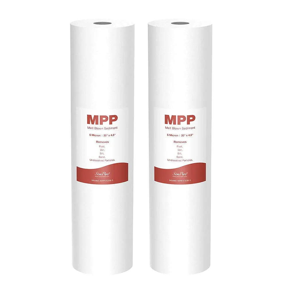 Membrane Solutions 20 Inch 20" x 4.5" Whole House PP Sediment Water Filter Cartridge Replacement 1/5 Micron