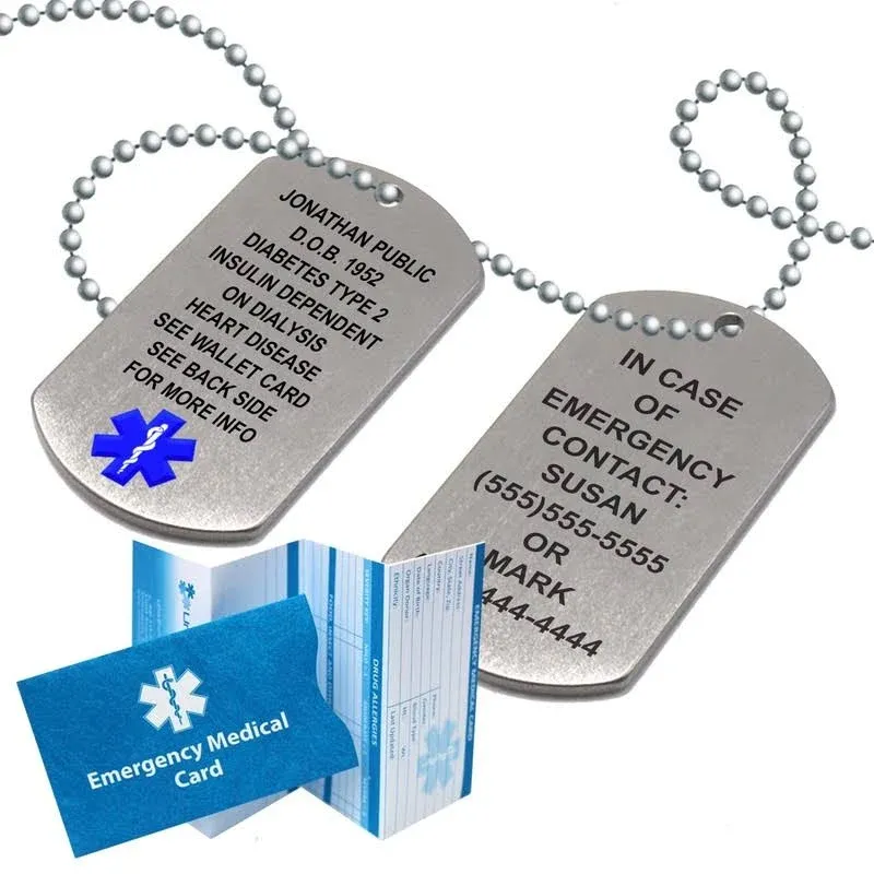 Medical Alert ID Dog Tag Necklace