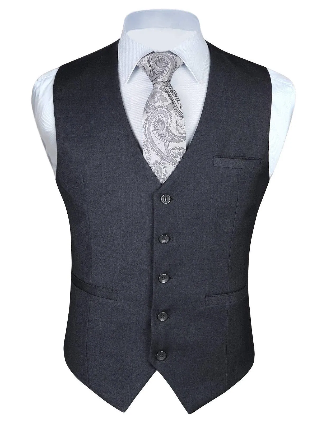 Enlision Men's Suit Vest Business Formal Dress Waistcoat Solid Color Vest for Suit or Tuxedo