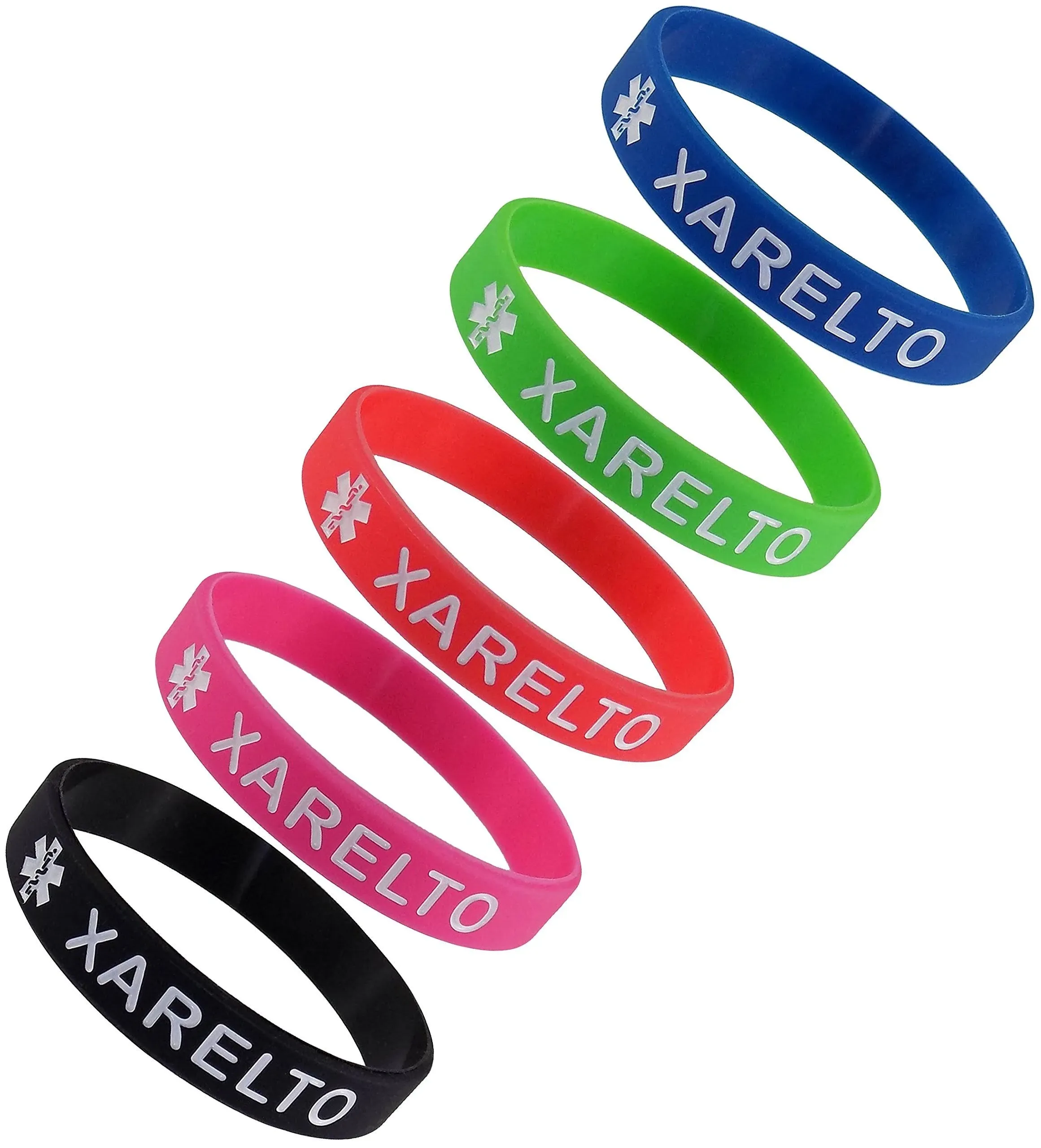 XARELTO Medical Alert ID Silicone Bracelets Adult Size (5 Pack)