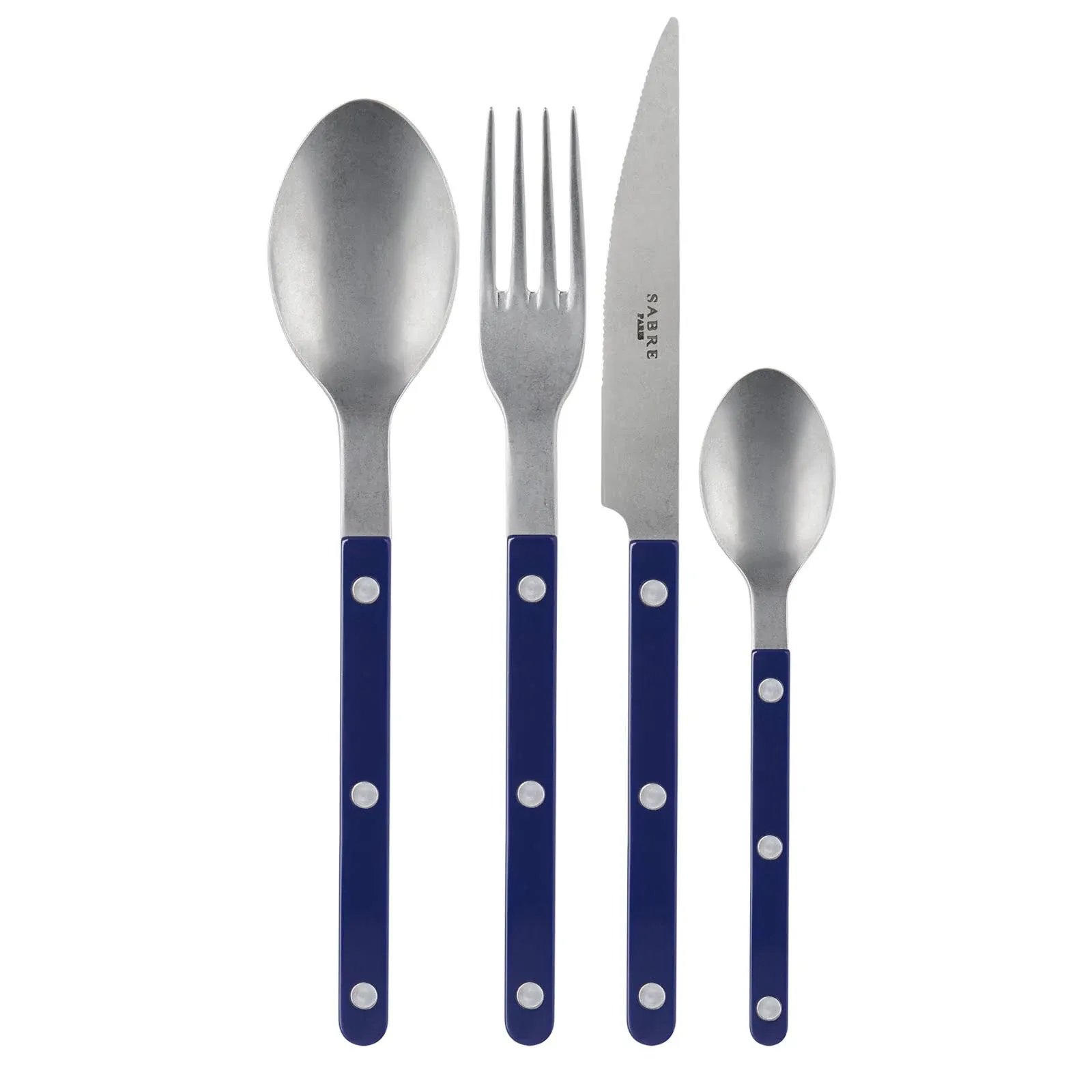 Sabre Paris Flatware Bistrot Stainless Steel 5-Piece Place Setting Service for 4 (20 Pieces, Navy Bistrot Vintage)