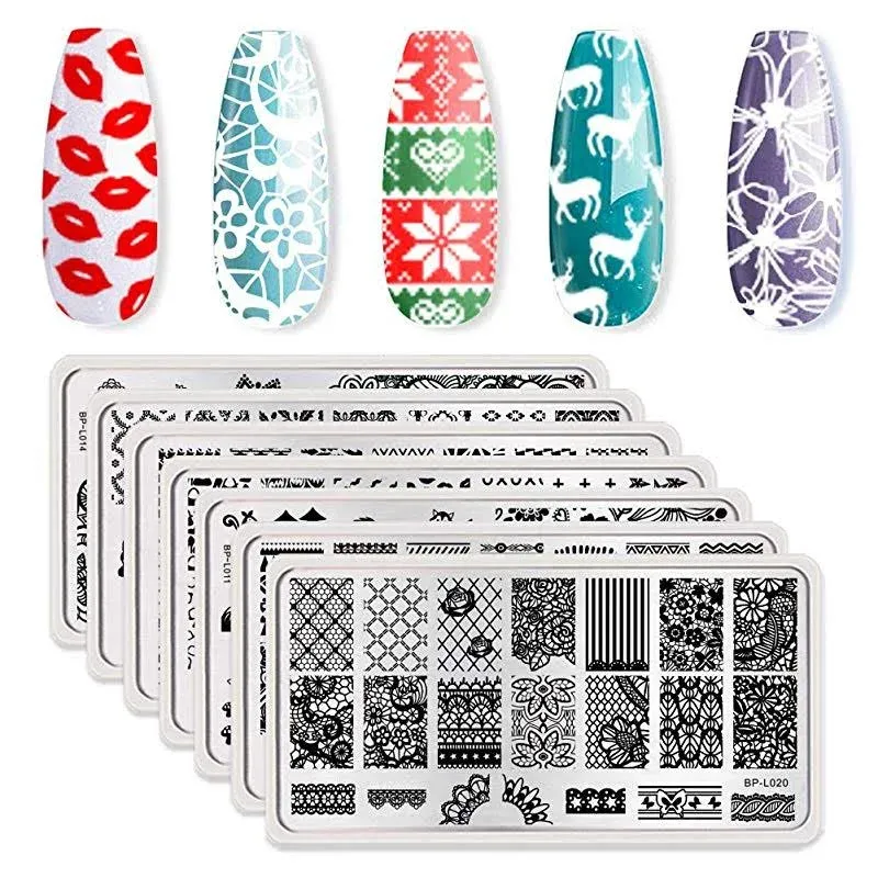 Born Pretty 12pcs Nail Art Stamp Stamping Template Christmas Snowflake Image ...