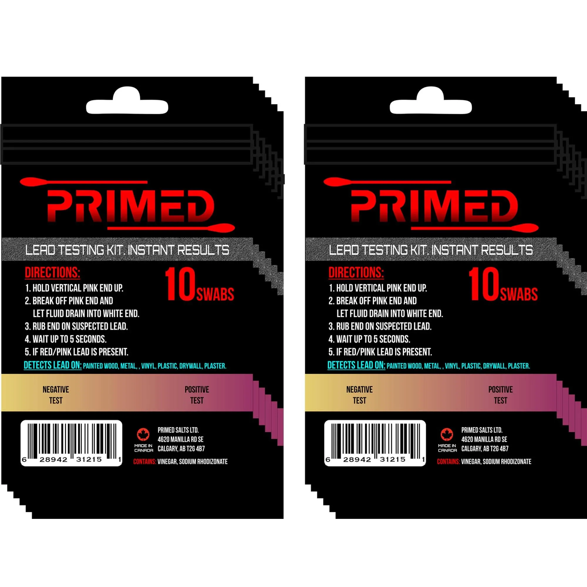 Primed Lead Test Kit - Rapid Testing Kit for Lead Detection - 10 Pre-Activated ...