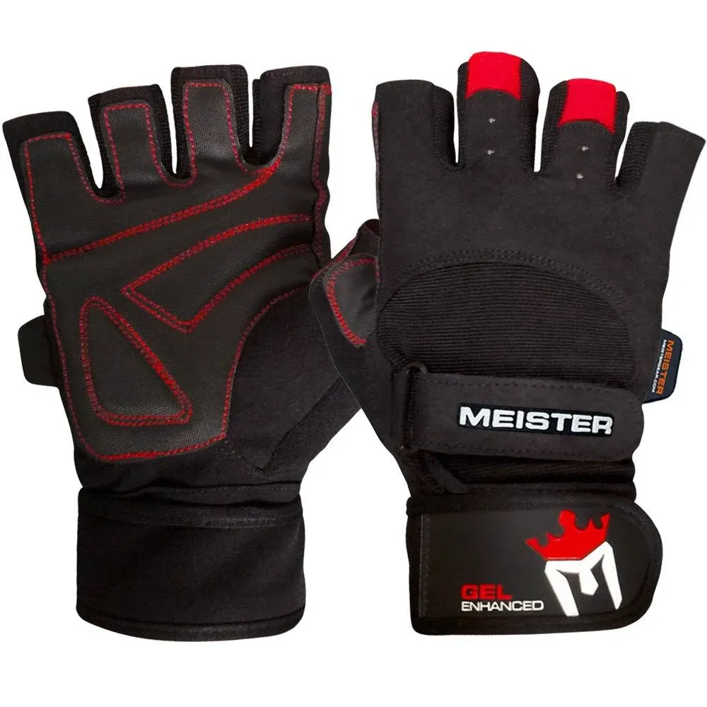 Meister Wrist Wrap Weight Lifting Gloves w/Gel Padding