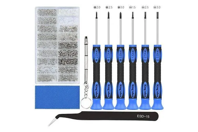 Upgrade Eyeglass Repair Kits, Eye Glasses Repairing Set with Nose Pads, Precision Phillips Flat Head Screwdriver & 1200PCS Screws, Curved Tweezers for Sunglasses, Spectacles & Watch Clock (Classic)