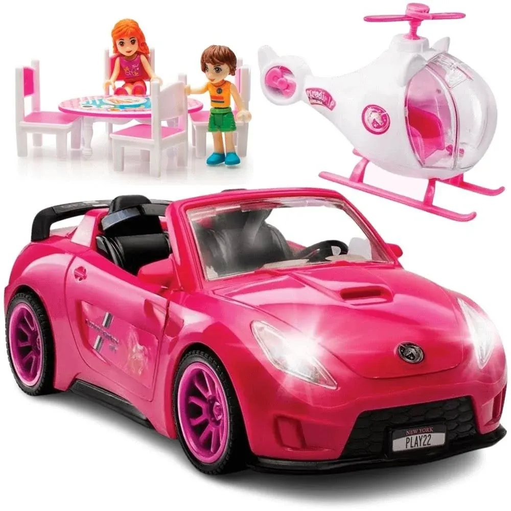 Christmas Gift: Pink Convertible 2-Seater with Lights, Sounds - Doll Accessories