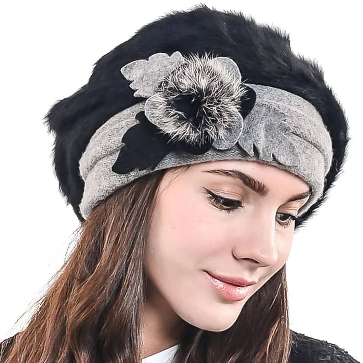 F&N STORY Lady French Beret Wool Beret Chic Beanie Winter Hat Jf-br022